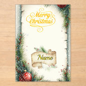 Personalized Family Name Christmas Card, Rustic Pi Acryleinladungen (Vorderseite)