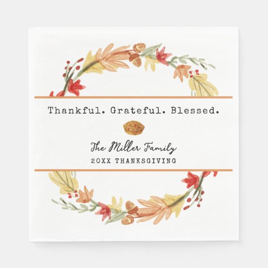 Personalized Family Name Custom Fall Thanksgiving Serviette (Vorderseite)