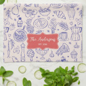 Personalized Family Name Cute Hand Drawn Food Geschirrtuch (Gefaltet)