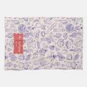 Personalized Family Name Cute Hand Drawn Food Geschirrtuch (Horizontal)