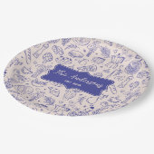 Personalized Family Name Cute Hand Drawn Food Pappteller (Schrägansicht)