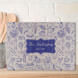 Personalized Family Name Cute Hand Drawn Food Schneidebrett
