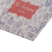 Personalized Family Name Cute Hand Drawn Food Schneidebrett (Ecke)