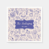 Personalized Family Name Cute Hand Drawn Food Serviette (Vorderseite)