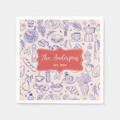 Personalized Family Name Cute Hand Drawn Food Serviette (Vorderseite)