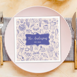 Personalized Family Name Cute Hand Drawn Food Serviette
