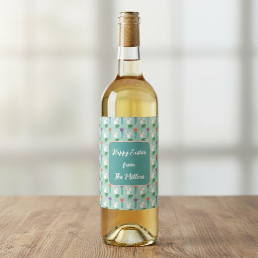 Personalized Family Name Easter Wine Label Weinetikett