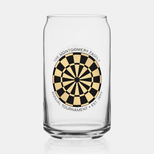 Personalized Family Name Gold Black Dartboard Dosenglas (Vorderseite)