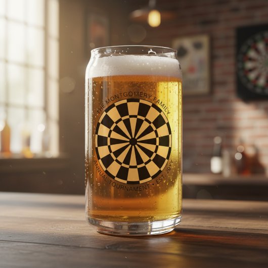 Personalized Family Name Gold Black Dartboard Dosenglas