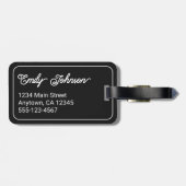Personalized Family Name in Elegant Script Black Gepäckanhänger (Rückseite horizontal)