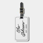Personalized Family Name in Elegant Script White Gepäckanhänger (Vorderseite vertikal)