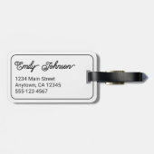 Personalized Family Name in Elegant Script White Gepäckanhänger (Rückseite horizontal)