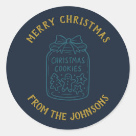 Personalized Family Name Merry Christmas Cookies Runder Aufkleber