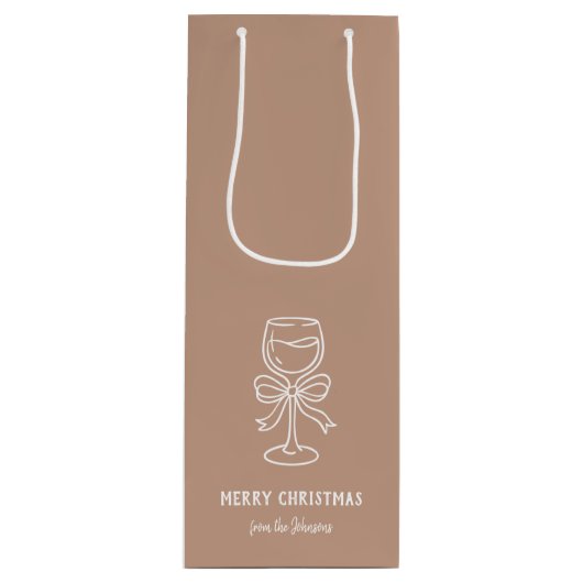 Personalized Family Name Merry Christmas Drink Geschenktüte Für Weinflaschen (Vorderseite)
