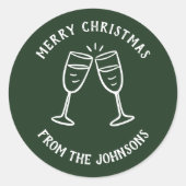 Personalized Family Name Merry Christmas Drinks Runder Aufkleber (Vorderseite)