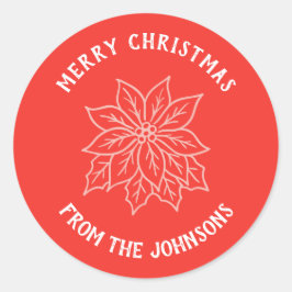 Personalized Family Name Merry Christmas Flower Runder Aufkleber