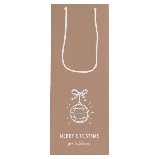 Personalized Family Name Merry Christmas Geschenktüte Für Weinflaschen (Vorderseite)