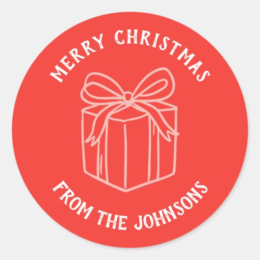 Personalized Family Name Merry Christmas Gift Runder Aufkleber (Vorderseite)