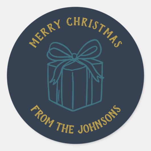 Personalized Family Name Merry Christmas Gift Runder Aufkleber (Vorderseite)