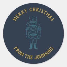 Personalized Family Name Merry Christmas Prince Runder Aufkleber