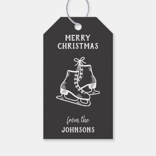 Personalized Family Name Merry Christmas Skates Geschenkanhänger (Vorderseite)