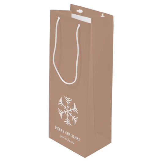Personalized Family Name Merry Christmas Snowflake Geschenktüte Für Weinflaschen (Vorderseite Schrägansicht)