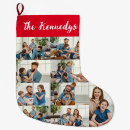 Personalized Family Name & Photo Collage Christmas Großer Weihnachtsstrumpf