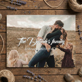 Personalized Family Name Script Photo  Postkarte