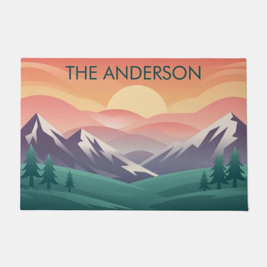 Personalized Family Name Sunrise Mountains         Fußmatte (Vorderseite)