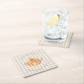 Personalized Family Name Thankful Neutral Gingham  Rechteckiger Pappuntersetzer (Vor Ort)