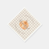 Personalized Family Name Thankful Neutral Gingham Serviette (Ecke)