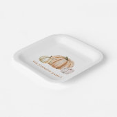 Personalized Family Name Thankful Neutral Pumpkin Pappteller (Gewinkelt)