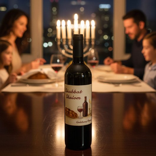 Personalized Family Name Watercolor Weinetikett