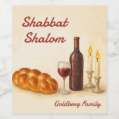 Personalized Family Name Watercolor Weinetikett (Einzelnes Label)