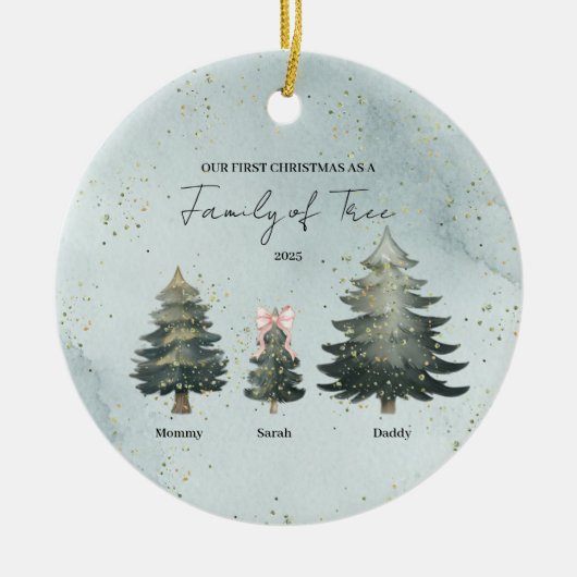 Personalized Family of Three Christmas Ornament (Vorne)