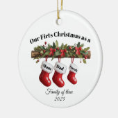 Personalized Family of Three Christmas Ornament Keramik Ornament (Links)