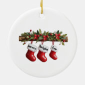 Personalized Family of Three Christmas Ornament Keramik Ornament (Hinten)