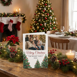 Personalized Family Photo Christmas Tree Feiertagskarte