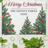 Personalized Family Photo Christmas Tree Geschirrtuch (Gefaltet)