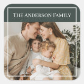 Personalized Family Photo | Custom Family Name  Quadratischer Aufkleber (Vorderseite)