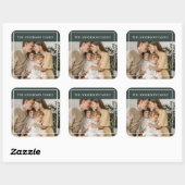 Personalized Family Photo | Custom Family Name  Quadratischer Aufkleber (Blatt)