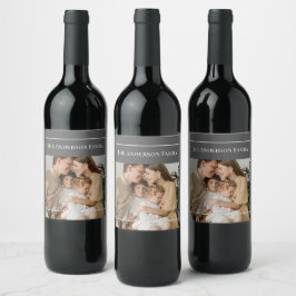 Personalized Family Photo | Custom Family Name Weinetikett