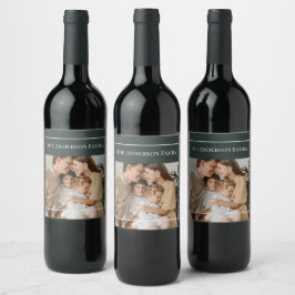 Personalized Family Photo | Custom Family Name Weinetikett