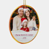Personalized Family Photo & Merry Christmas Keramik Ornament (Rechts)