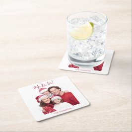 Personalized Family Photo & Name Paper Coaster Rechteckiger Pappuntersetzer
