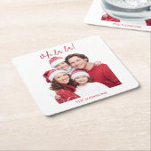 Personalized Family Photo & Name Paper Coaster Rechteckiger Pappuntersetzer (angewinkelt)