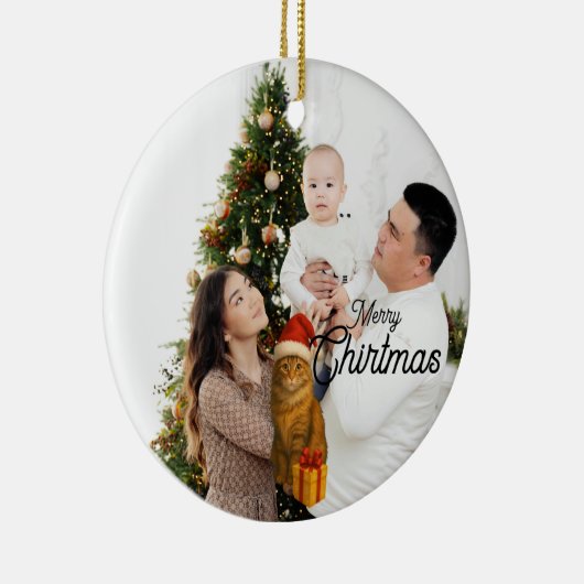 Personalized Family Photo Ornament with Cat (Rechts)