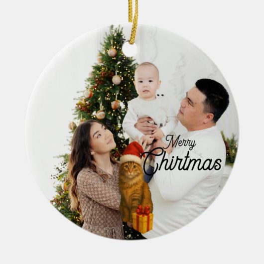 Personalized Family Photo Ornament with Cat (Vorne)