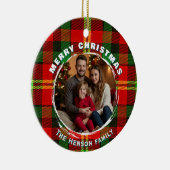 Personalized Family Photo Plaid Pattern Christmas Keramik Ornament (Rechts)