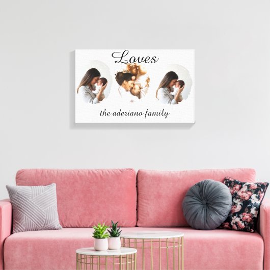 Personalized Family Photo Poster – Custom Name  Leinwanddruck (Insitu (Wohnzimmer))